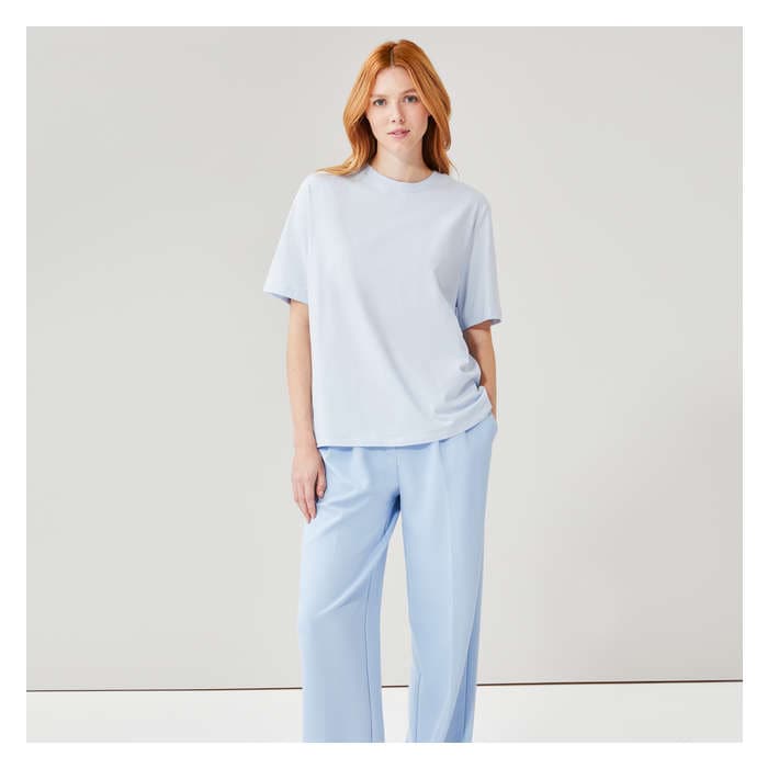 Aux Femmes T-shirt ample en coton - Bleu Cendré